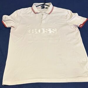 HUGO BOSS White Polo Shirt with Red Accents